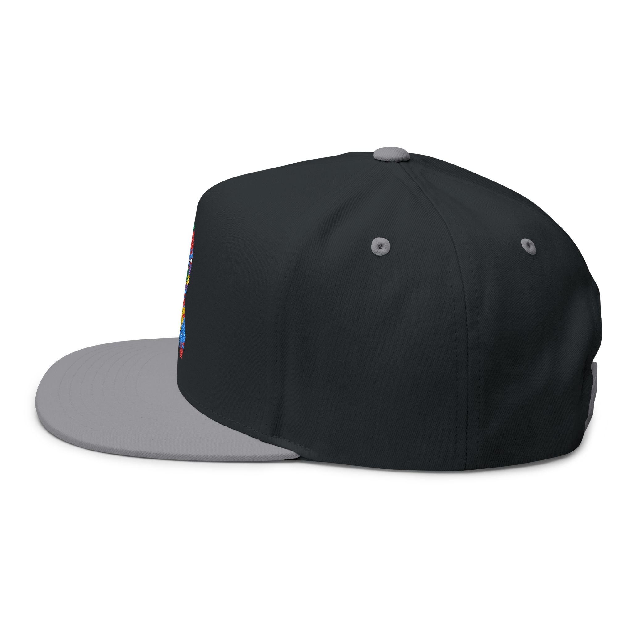 Embroidered Colorful Puzzle Ribbon Snapback Hat — Autism Awareness Flat Bill Cap