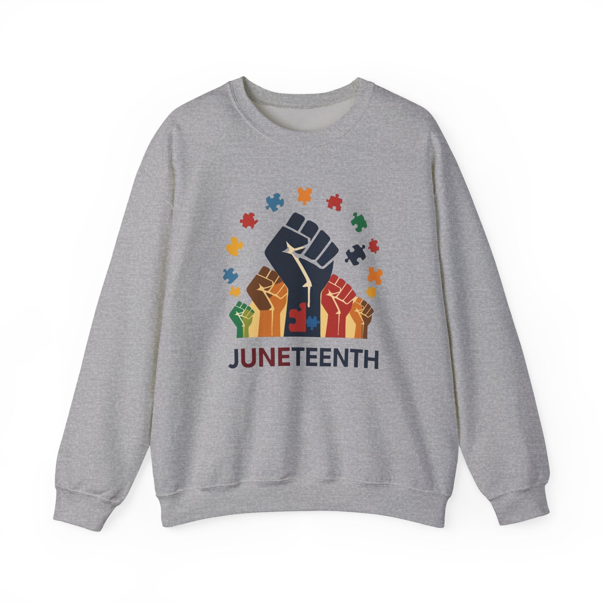 Juneteenth Meets Autism 2 Sweatshirt - Multicolor Unity Graphic Crewneck