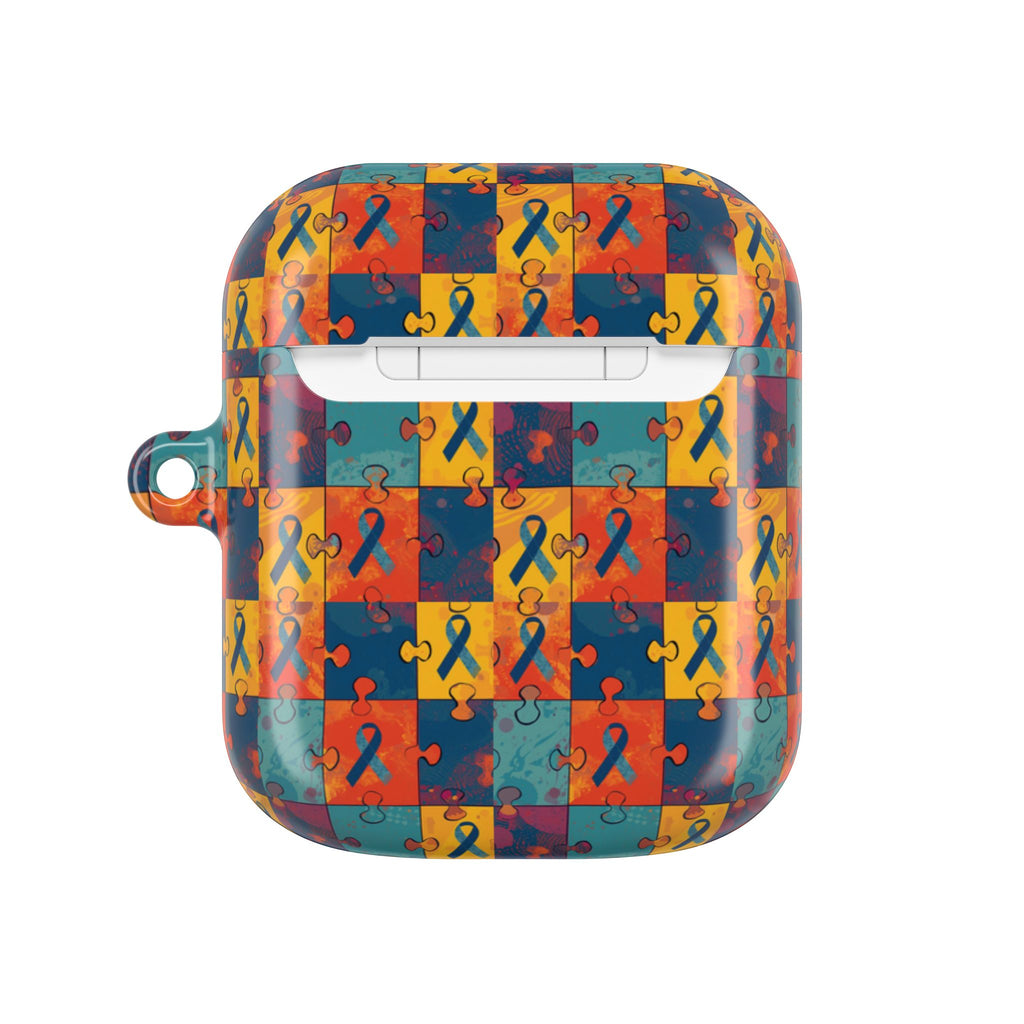 Awareness Ribbon Puzzle Pattern AirPod Case — Colorful Support & Hope Design